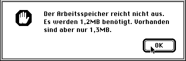 Fehlermeldung - Apple Macintosh - Arbeitsspeicher