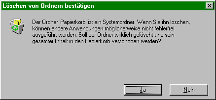 Fehlermeldung - Papierkorb - löschen