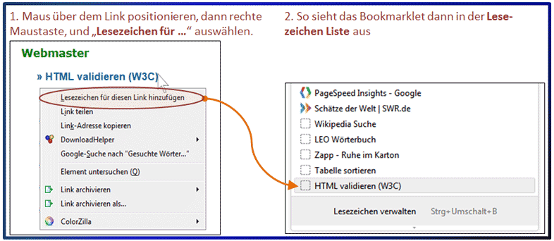 Wie ein Bookmarklet zu den Favoriten hinzufügen