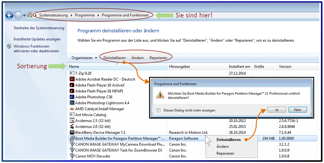 Windows Programm deinstallieren